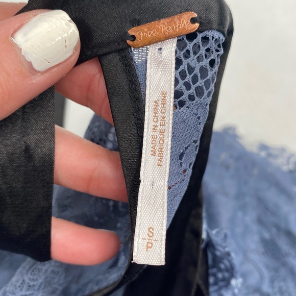 FREE PEOPLE Dress Victorian Blue Gilded Lace Dress Size Small - Picture 7 of 14